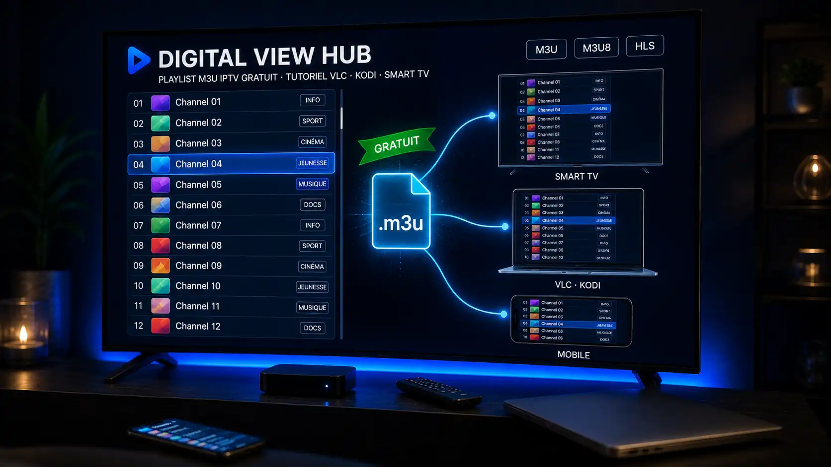 Playlist M3U IPTV Gratuit : VLC, Kodi & Smart TV