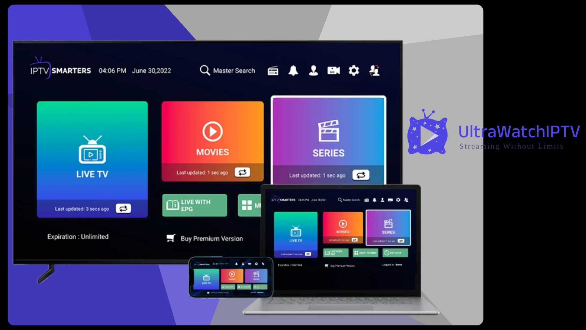 Abonnement IPTV interface streaming séries TV